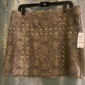 Gray Suede Snake print skirt, new